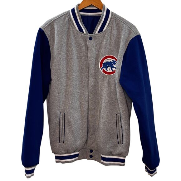 Chicago Cubs JH Design Embroidered Reversible Full Snap Fleece Jacket Medium - Picture 2 of 7
